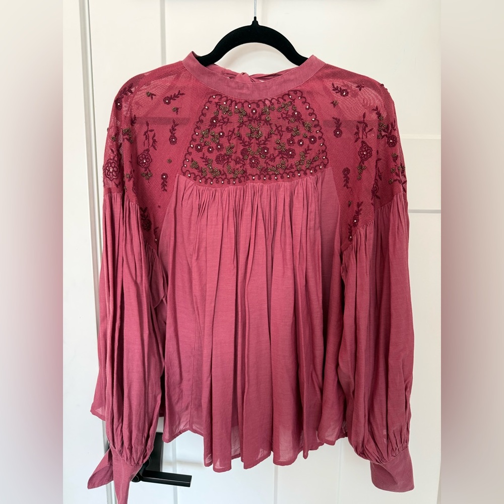 Free People Have It My Way embroidered top is a long-sleeve blouse. Size S. - Picture 4 of 9
